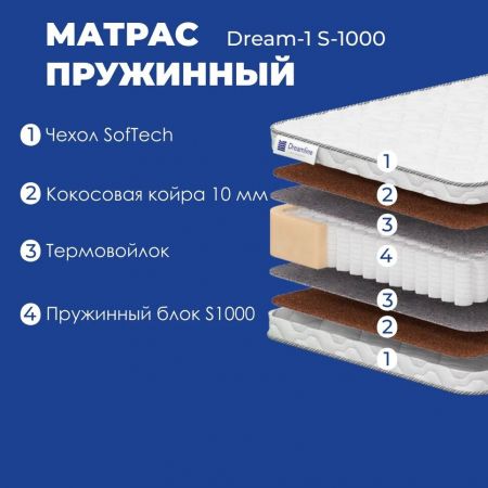 Матрас DreamLine Dream 1 S1000 (Дрим&nbsp;1&nbsp;S1000)
